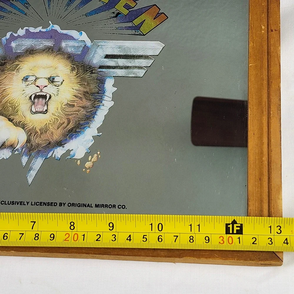 Van Halen Carnival Mirror 1982 Vintage Lion Graphic Wood Frame 13x10 Memorabilia